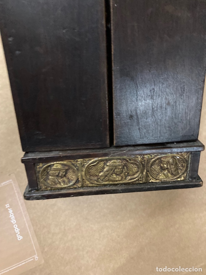 Antig&uuml;edades: Icono antiguo tr&iacute;ptico madera y bronce - Foto 8