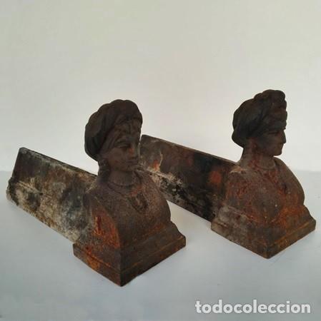 Antig&uuml;edades: Pareja de morillos con cara de mujer - Foto 2