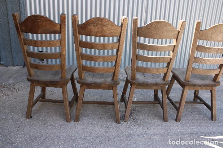 Antig&uuml;edades: 4 sillas rusticas de madera maciza - Foto 2