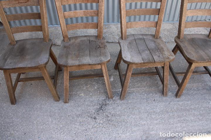 Antig&uuml;edades: 4 sillas rusticas de madera maciza - Foto 3