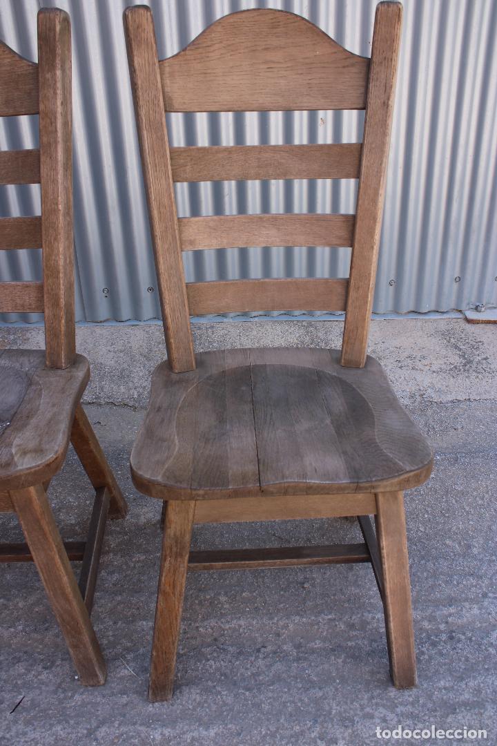 Antig&uuml;edades: 4 sillas rusticas de madera maciza - Foto 6