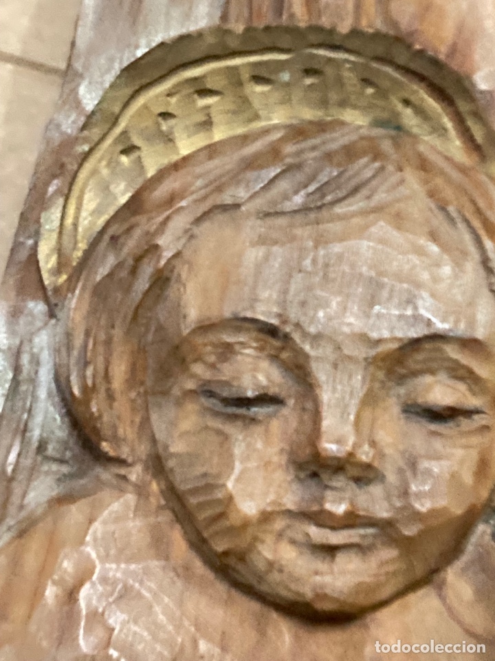 Antig&uuml;edades: Virgen de madera tallada a mano antigua - Foto 3