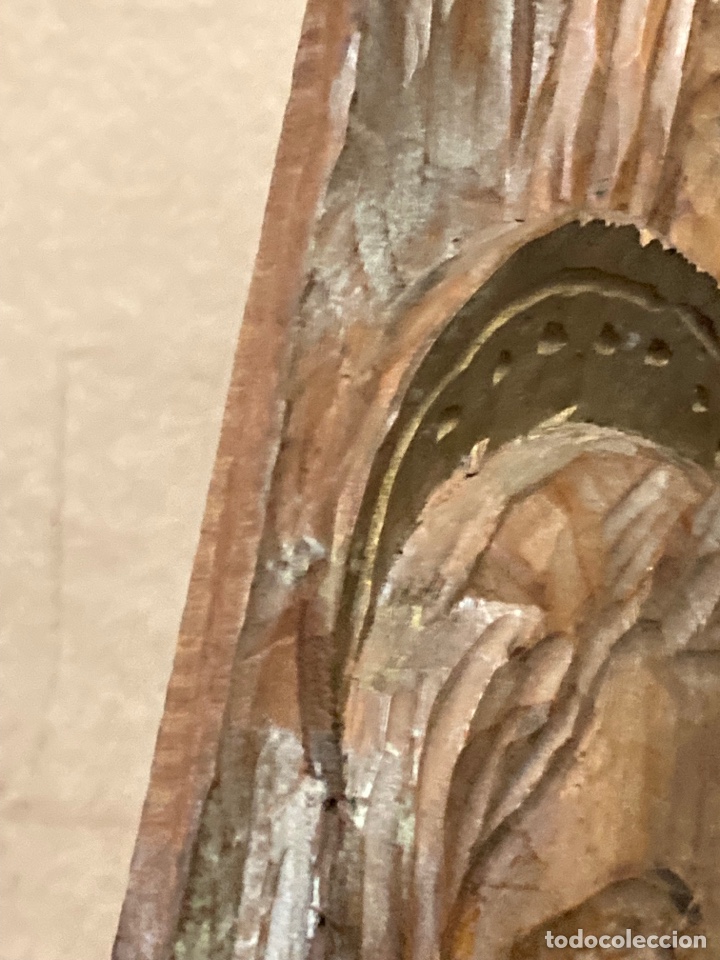 Antig&uuml;edades: Virgen de madera tallada a mano antigua - Foto 4