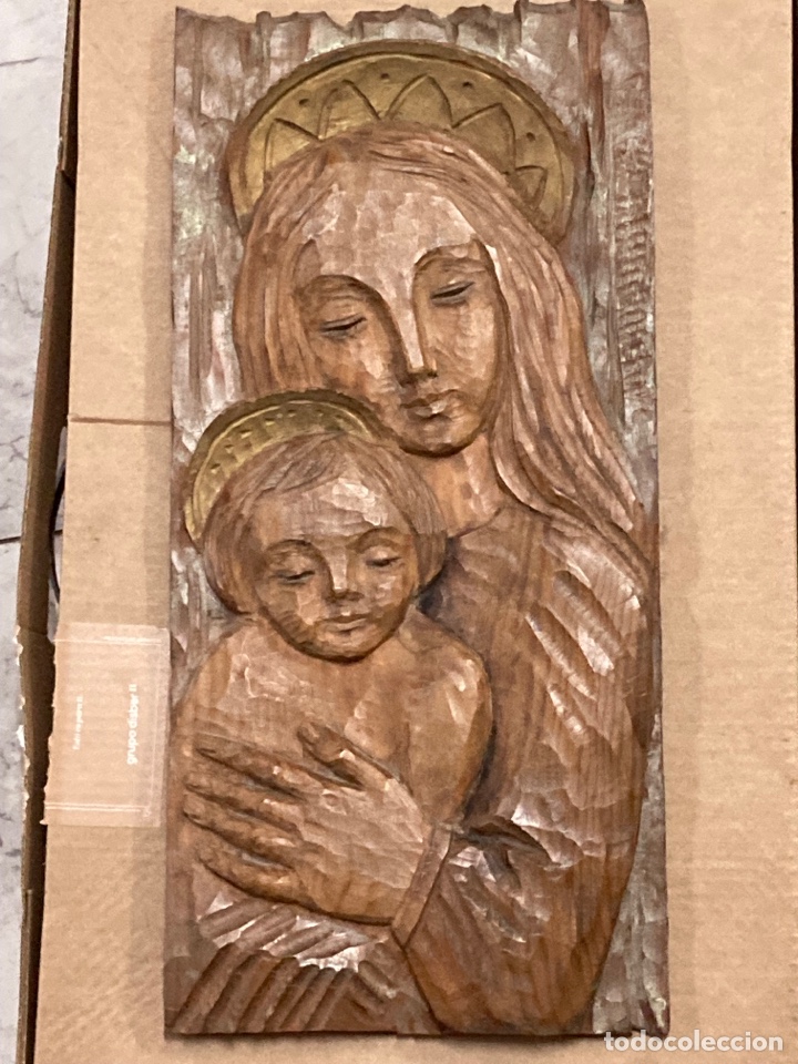 Antig&uuml;edades: Virgen de madera tallada a mano antigua - Foto 1