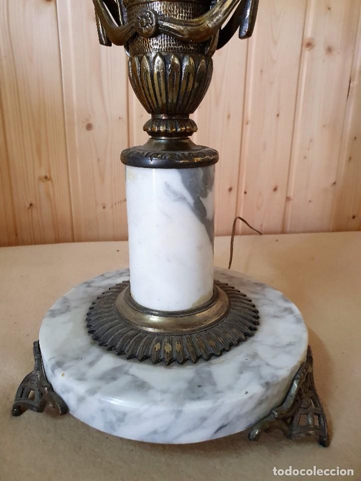 Antig&uuml;edades: LAMPARA DE SOBREMESA BRONCE Y MARMOL - Foto 4