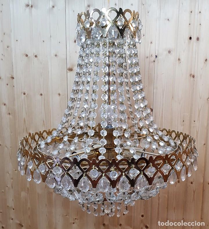 Antig&uuml;edades: LAMPARA CRISTAL Y LATON - Foto 2
