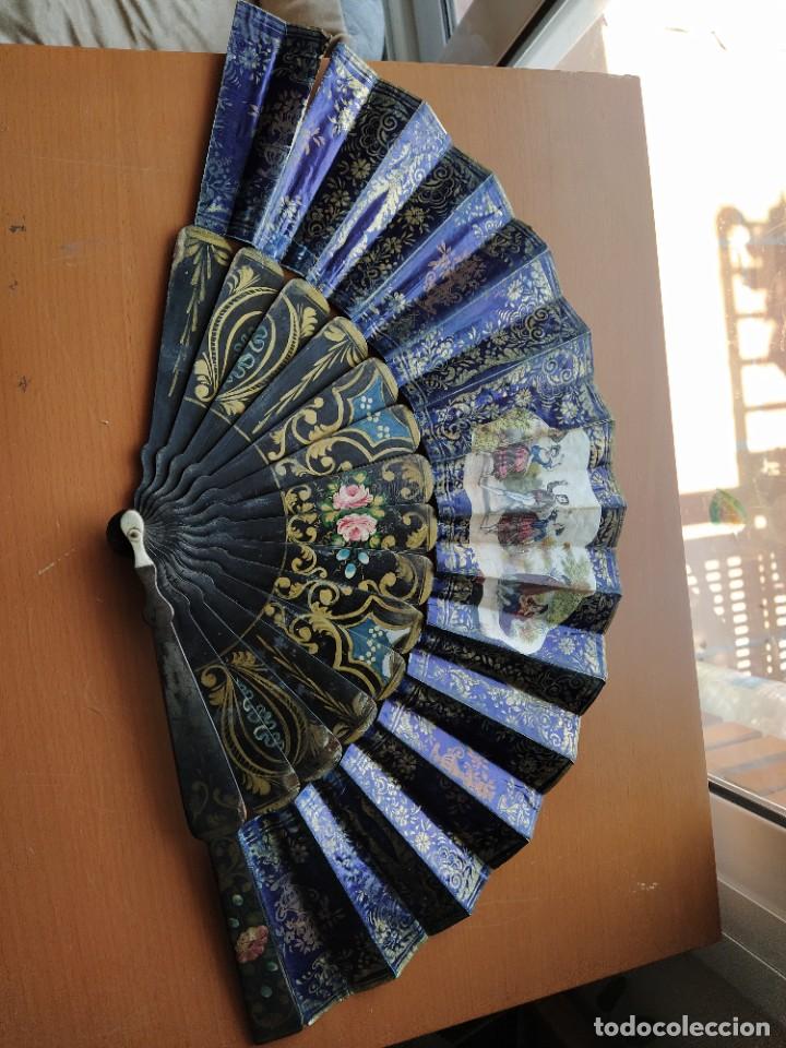 Antig&uuml;edades: ABANICO DE MADERA Y PAPEL - Foto 1