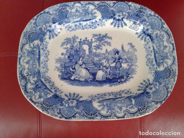 Antiquit&eacute;s: Plato azul antiguo stoneware