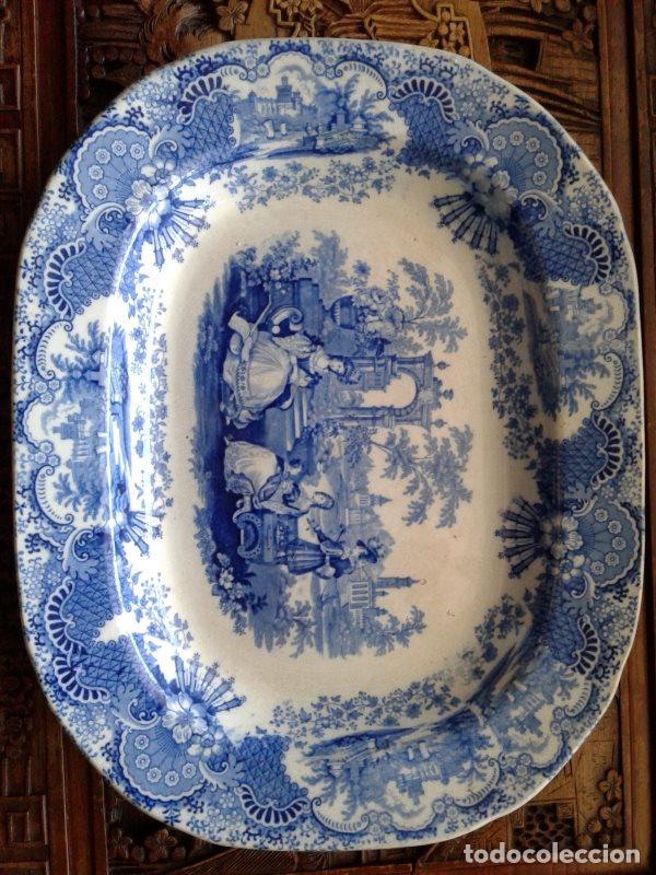 Antig&uuml;edades: Plato azul antiguo stoneware - Foto 2