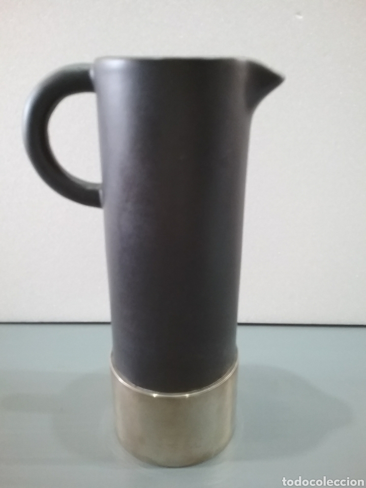 Antig&uuml;edades: Jarrita en ceramica esmaltada y base en plata de ley. - Foto 4