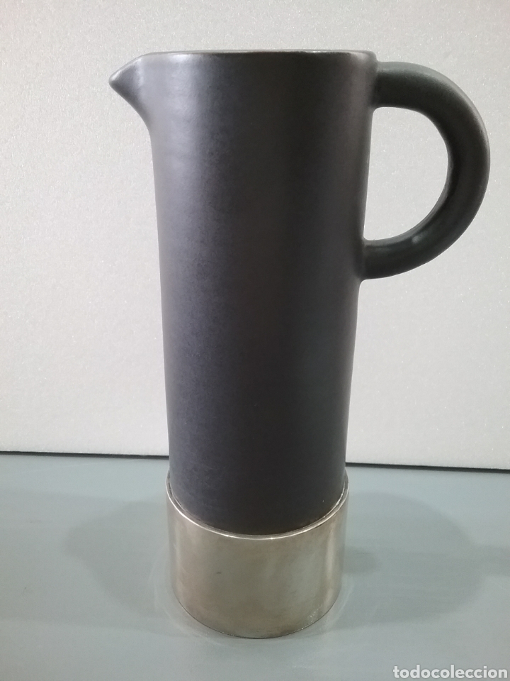 Antig&uuml;edades: Jarrita en ceramica esmaltada y base en plata de ley. - Foto 1