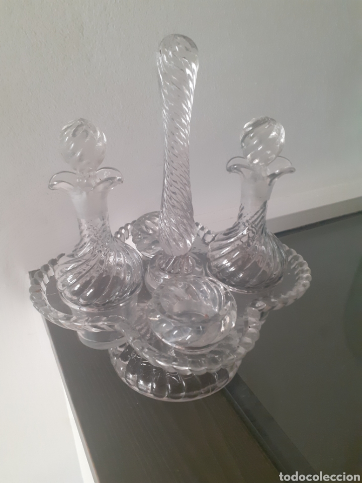 Oggetti Antichi: Antiguo conjunto de vinagrera y aceitera grande