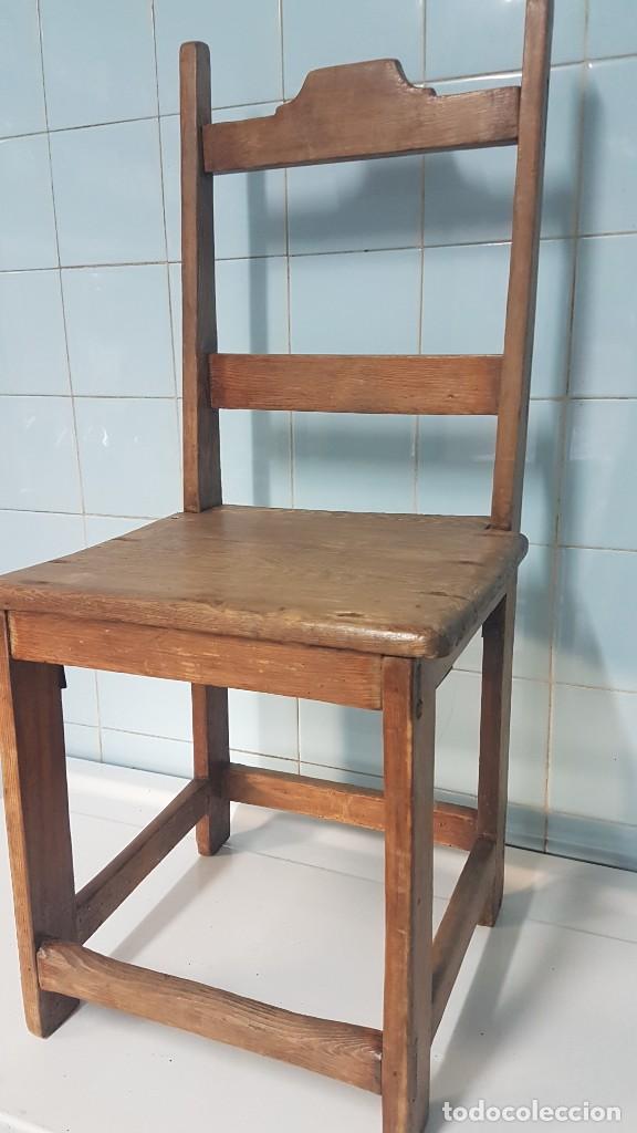Antig&uuml;edades: SILLA DE MADERA DE PINO ANTIGUA - Foto 3