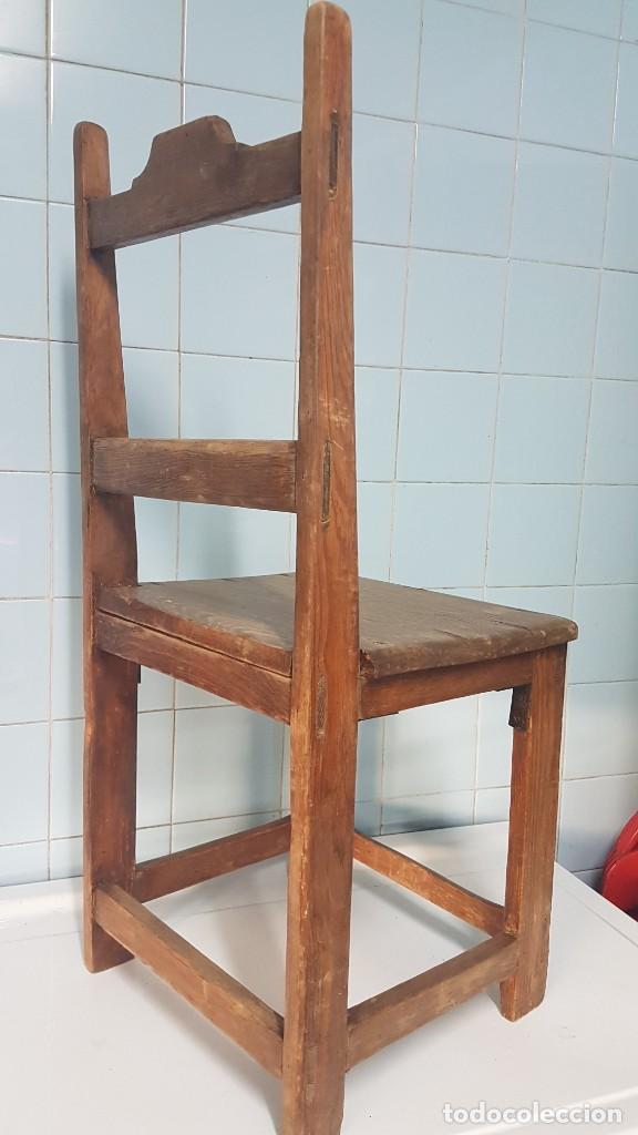Antig&uuml;edades: SILLA DE MADERA DE PINO ANTIGUA - Foto 7