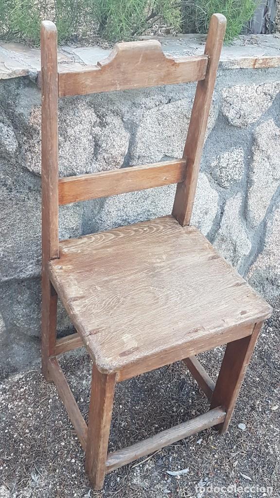 Antig&uuml;edades: SILLA DE MADERA DE PINO ANTIGUA - Foto 4