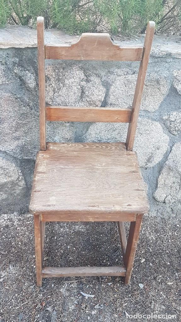 Antig&uuml;edades: SILLA DE MADERA DE PINO ANTIGUA - Foto 6