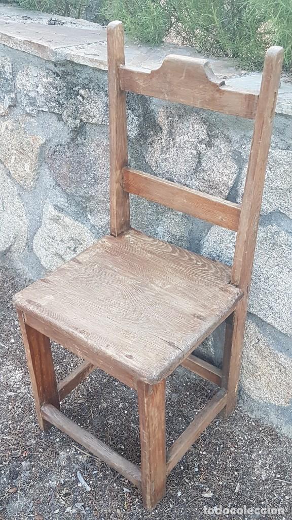 Antig&uuml;edades: SILLA DE MADERA DE PINO ANTIGUA - Foto 9