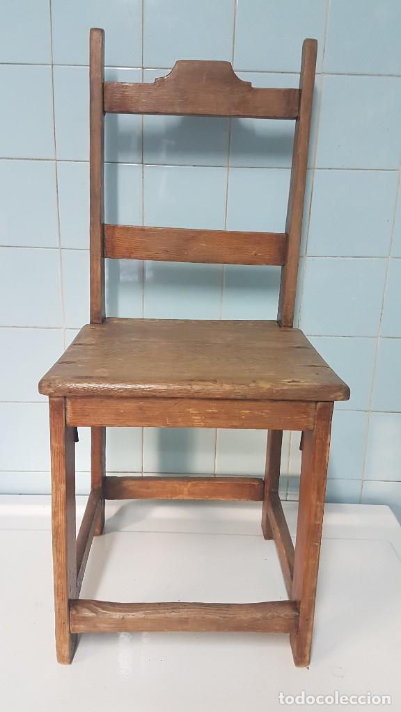 Antig&uuml;edades: SILLA DE MADERA DE PINO ANTIGUA - Foto 10