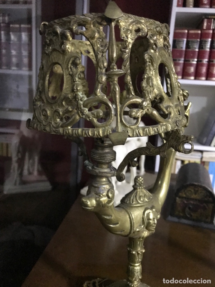 Antig&uuml;edades: Espectacular l&aacute;mpara de bronce - Foto 4