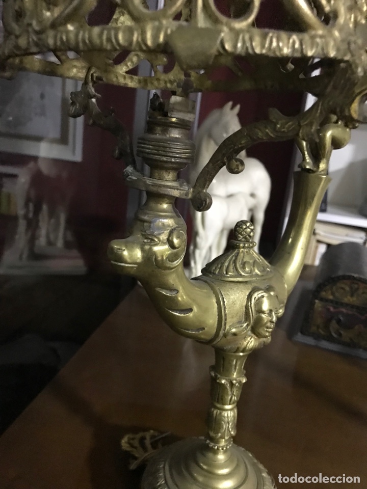 Antig&uuml;edades: Espectacular l&aacute;mpara de bronce - Foto 5