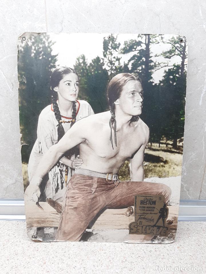 Antig&uuml;edades: CARTEL DE CINE, EL SALVAJE (1952) CHARLTON HESTON CARTEL ORIGINAL DE ESTRENO 40X30, CARTON PIEDRA.