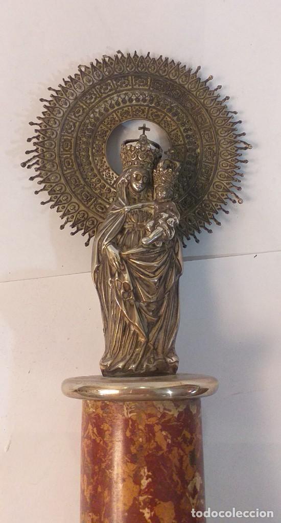 Antig&uuml;edades: Virgen del Pilar en plata con base de marmol - Foto 3