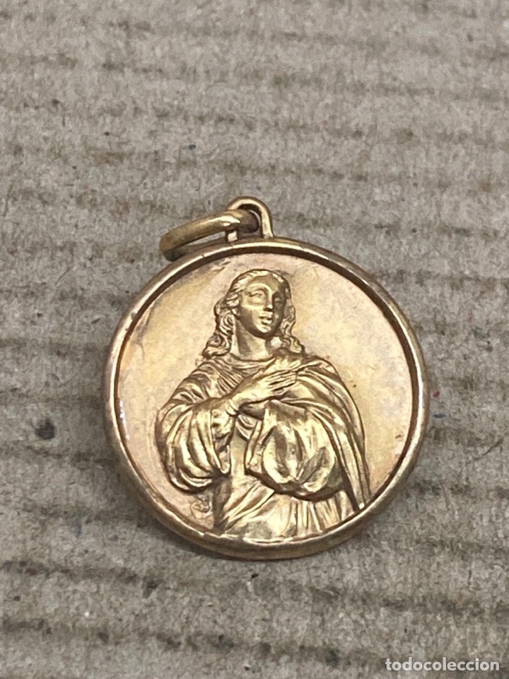Antig&uuml;edades: Medalla ba&ntilde;ada oro religiosa - Foto 1
