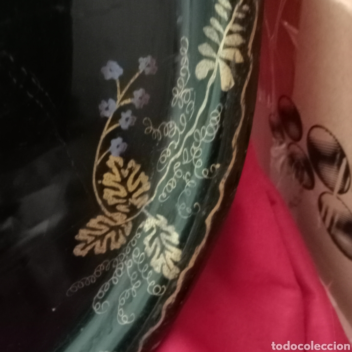 Antig&uuml;edades: Bandeja de metal pintada a mano - Foto 3