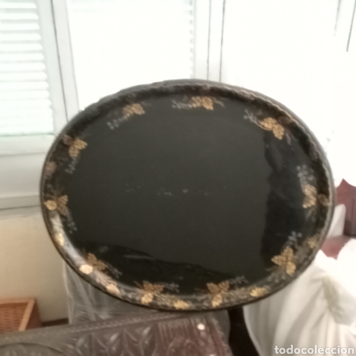Antig&uuml;edades: Bandeja de metal pintada a mano - Foto 2