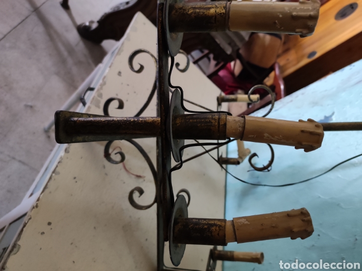 Antig&uuml;edades: Lampara en hierro policromado oro - Foto 3