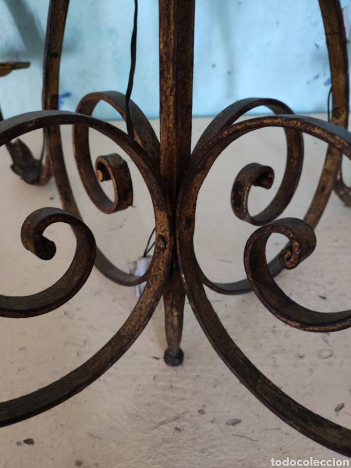 Antig&uuml;edades: Lampara hierro decorada oro - Foto 5