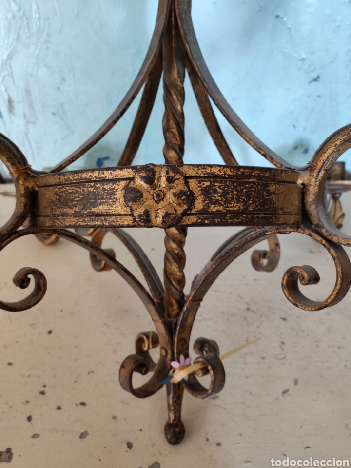 Antig&uuml;edades: Lampara de hierro decorada oro - Foto 2