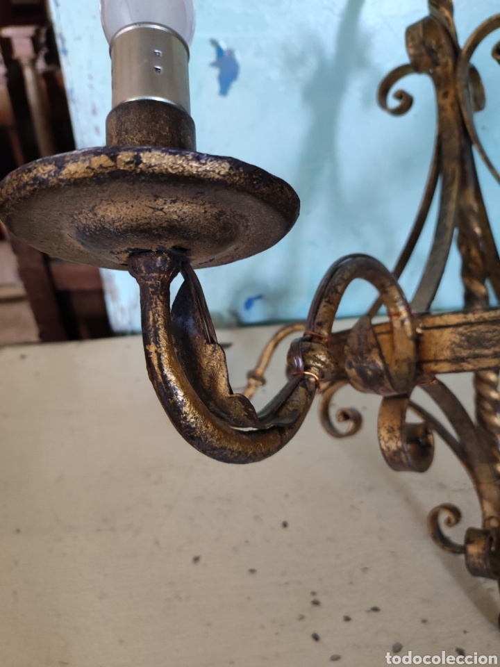 Antig&uuml;edades: Lampara de hierro decorada oro - Foto 4