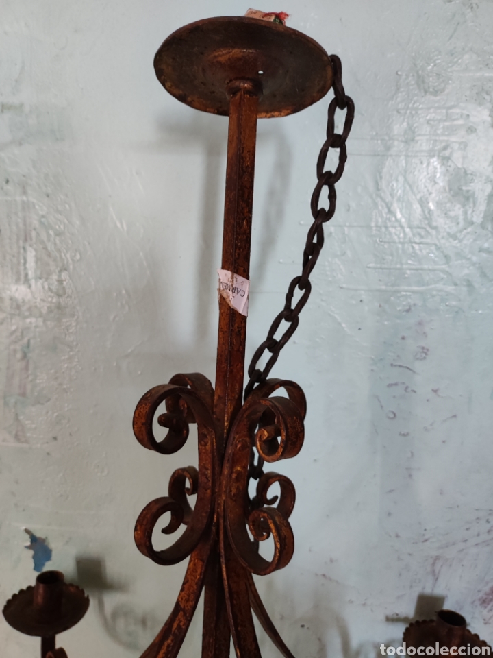 Antig&uuml;edades: Lampara de hierro decorada oro - Foto 4