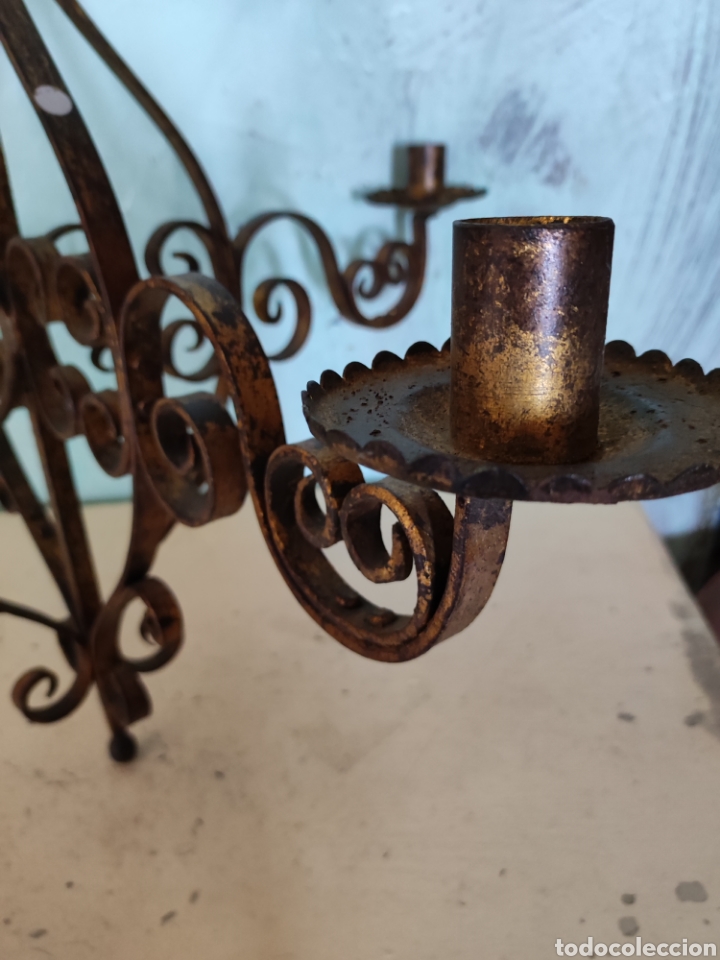 Antig&uuml;edades: Lampara de hierro decorada oro - Foto 5