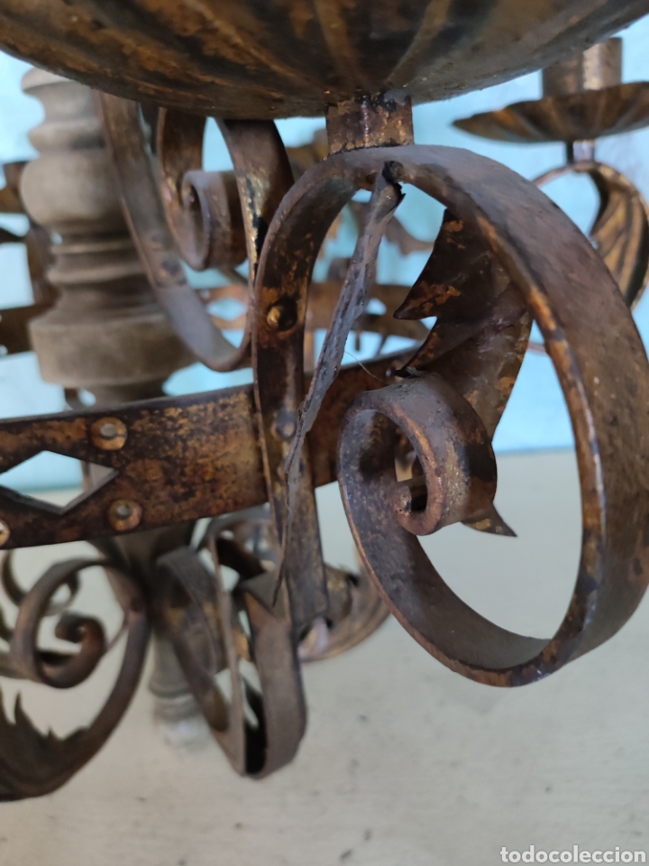 Antig&uuml;edades: Lampara forja y madrra - Foto 4