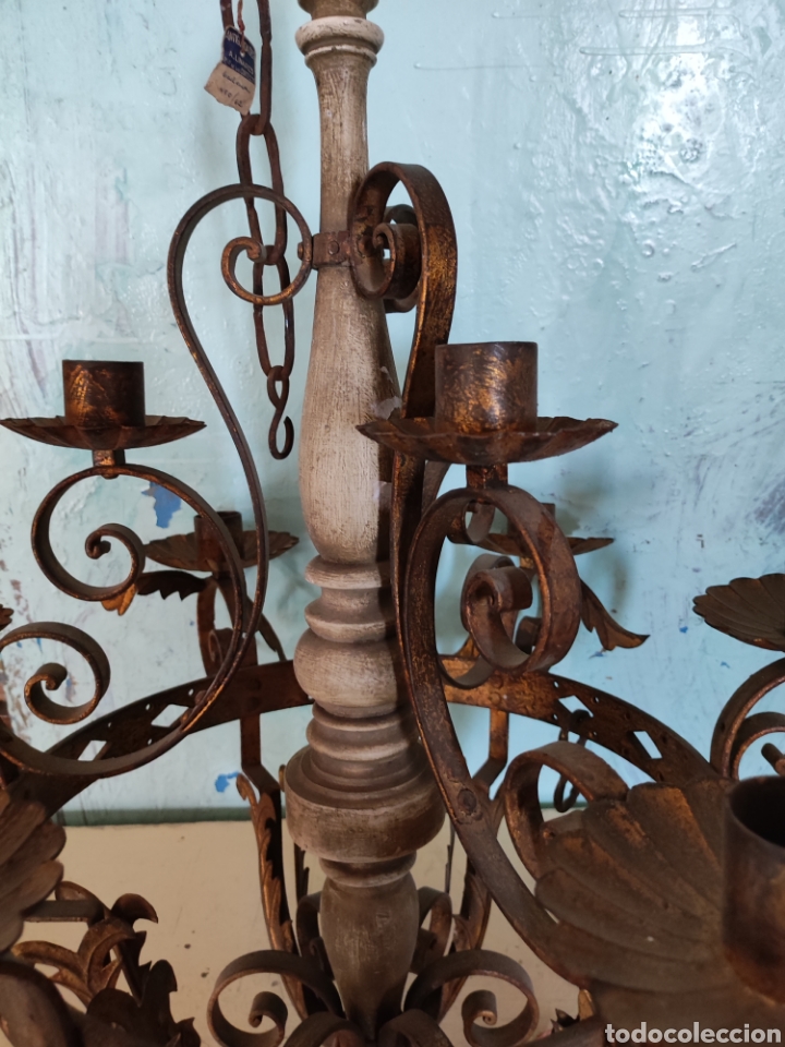 Antig&uuml;edades: Lampara forja y madrra - Foto 5