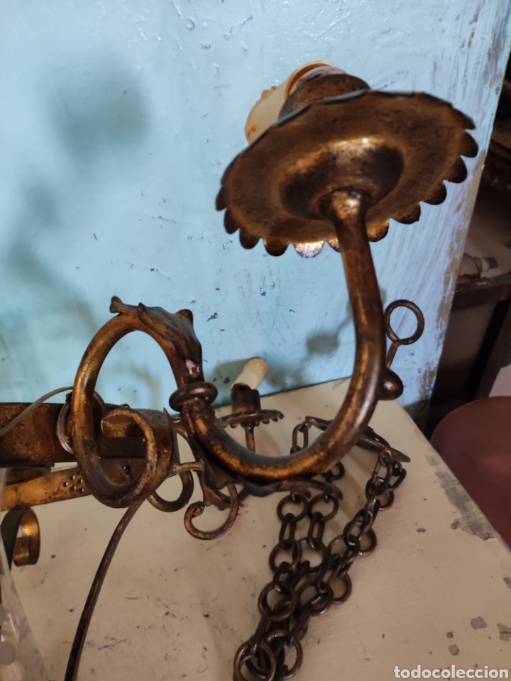 Antig&uuml;edades: Lampara forja decorada oro - Foto 4