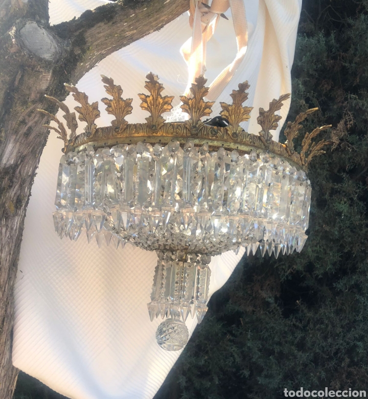 Oggetti Antichi: LAMPARA CRISTAL TALLADO Y BRONCE, REBAJADO DE 160 A 140 EUROS