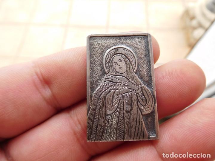 Antig&uuml;edades: Placa de plata religiosa Virgen - Foto 1