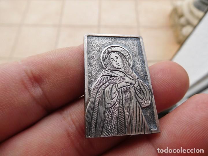 Antig&uuml;edades: Placa de plata religiosa Virgen - Foto 2