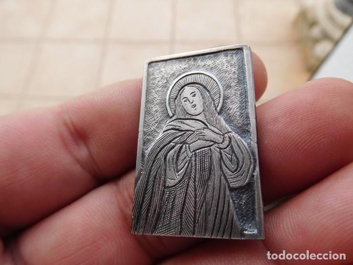 Antig&uuml;edades: Placa de plata religiosa Virgen - Foto 3