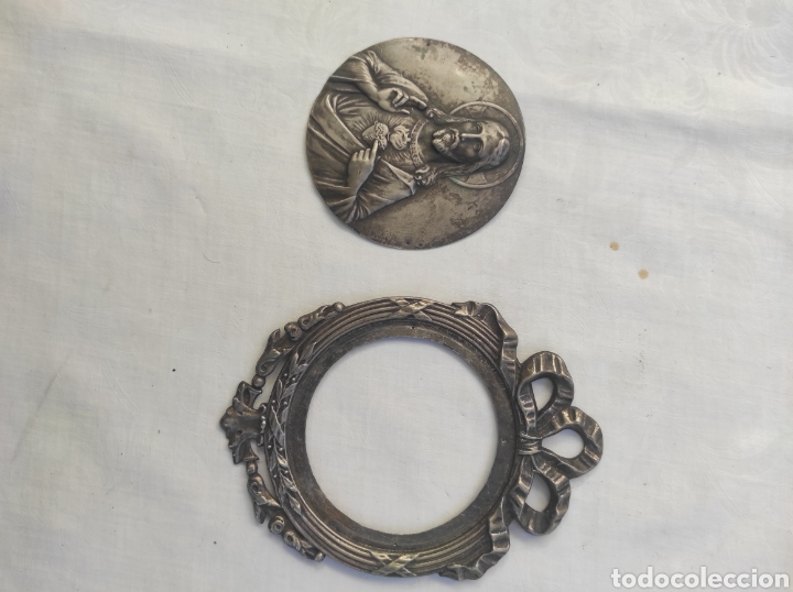 Antig&uuml;edades: Coraz&oacute;n de Jes&uacute;s puerta en lat&oacute;n plateado - Foto 3