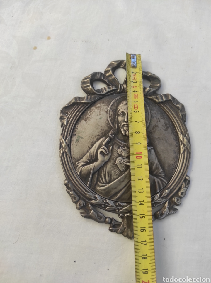 Antig&uuml;edades: Coraz&oacute;n de Jes&uacute;s puerta en lat&oacute;n plateado - Foto 5
