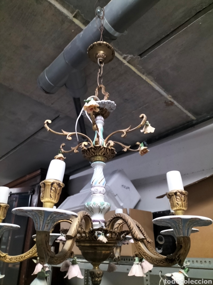 Antig&uuml;edades: L&agrave;mpara de porcelanas - Foto 9