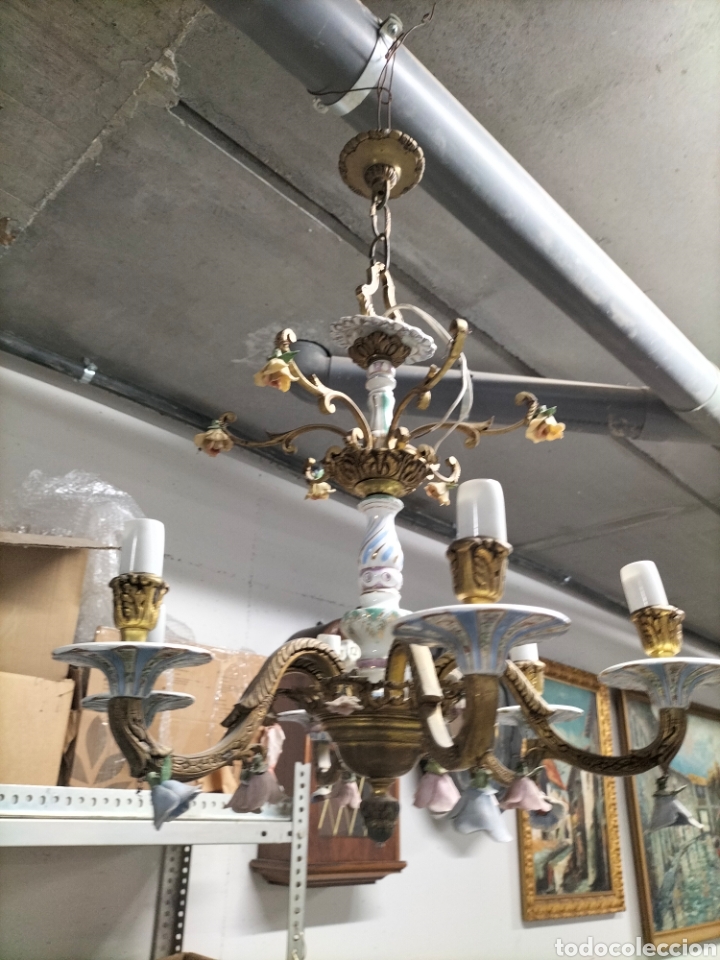 Antig&uuml;edades: L&agrave;mpara de porcelanas - Foto 2