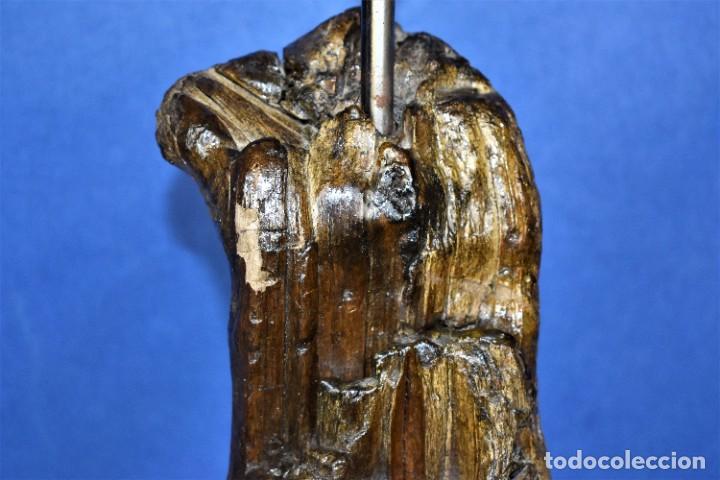 Antig&uuml;edades: Lampara rustica tronco de madera y pizarra - Foto 2