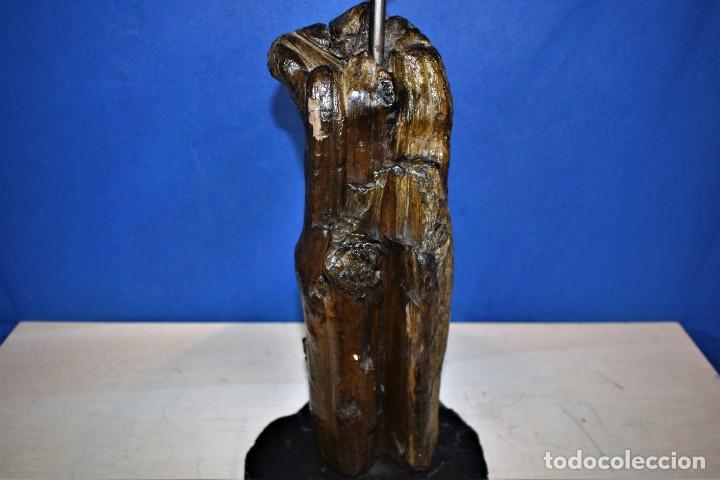 Antig&uuml;edades: Lampara rustica tronco de madera y pizarra - Foto 5
