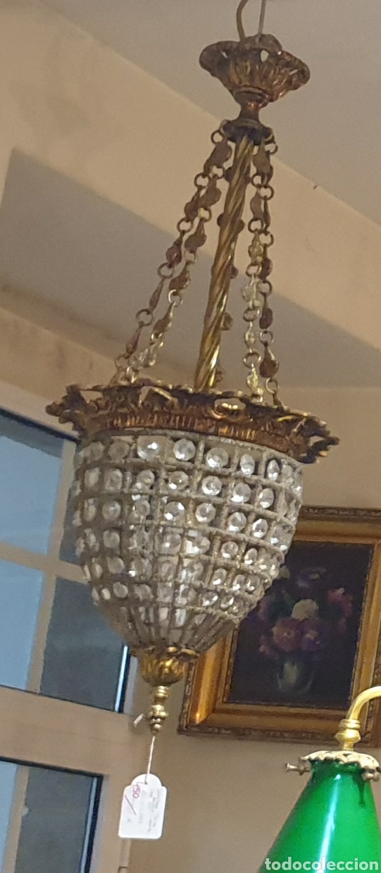 Antig&uuml;edades: Gran l&aacute;mpara bronce y cristal - Foto 1