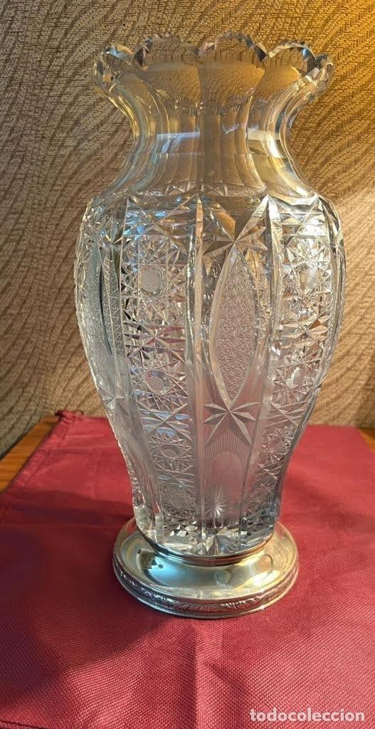 Antig&uuml;edades: Jarron cristal tallado y pie de plata - Foto 1